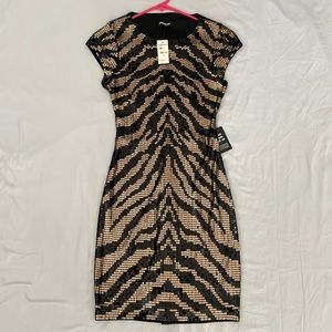 Stretch black and gold sequin dress